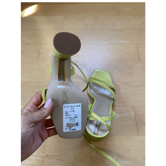 SAM Edelman Bnwot "Kia" Ankle Strap Block Heel Lime Green Women New - Picture 7 of 10